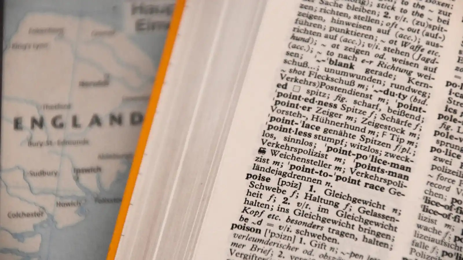 Open dictionary showing word definitions