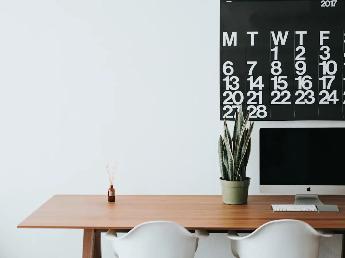 Tidy minimal desk with a computer